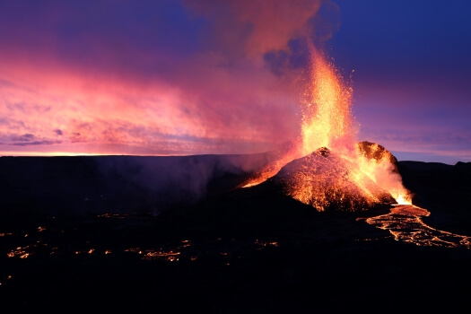 A volcano erupting